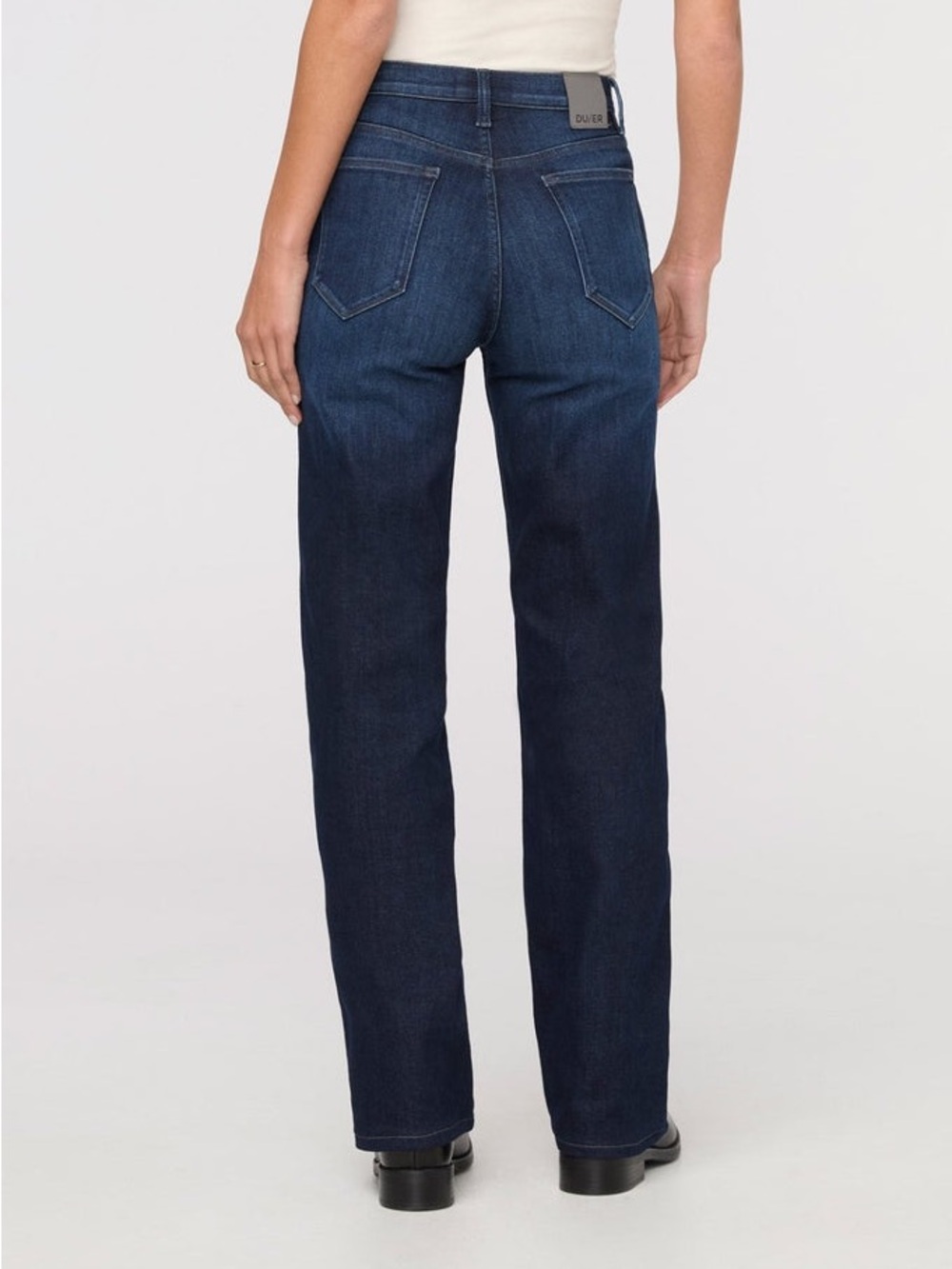 High-Rise Straight Leg Jeans in Deep Indigo w/ tech fleece lining - Picture 4 of 13